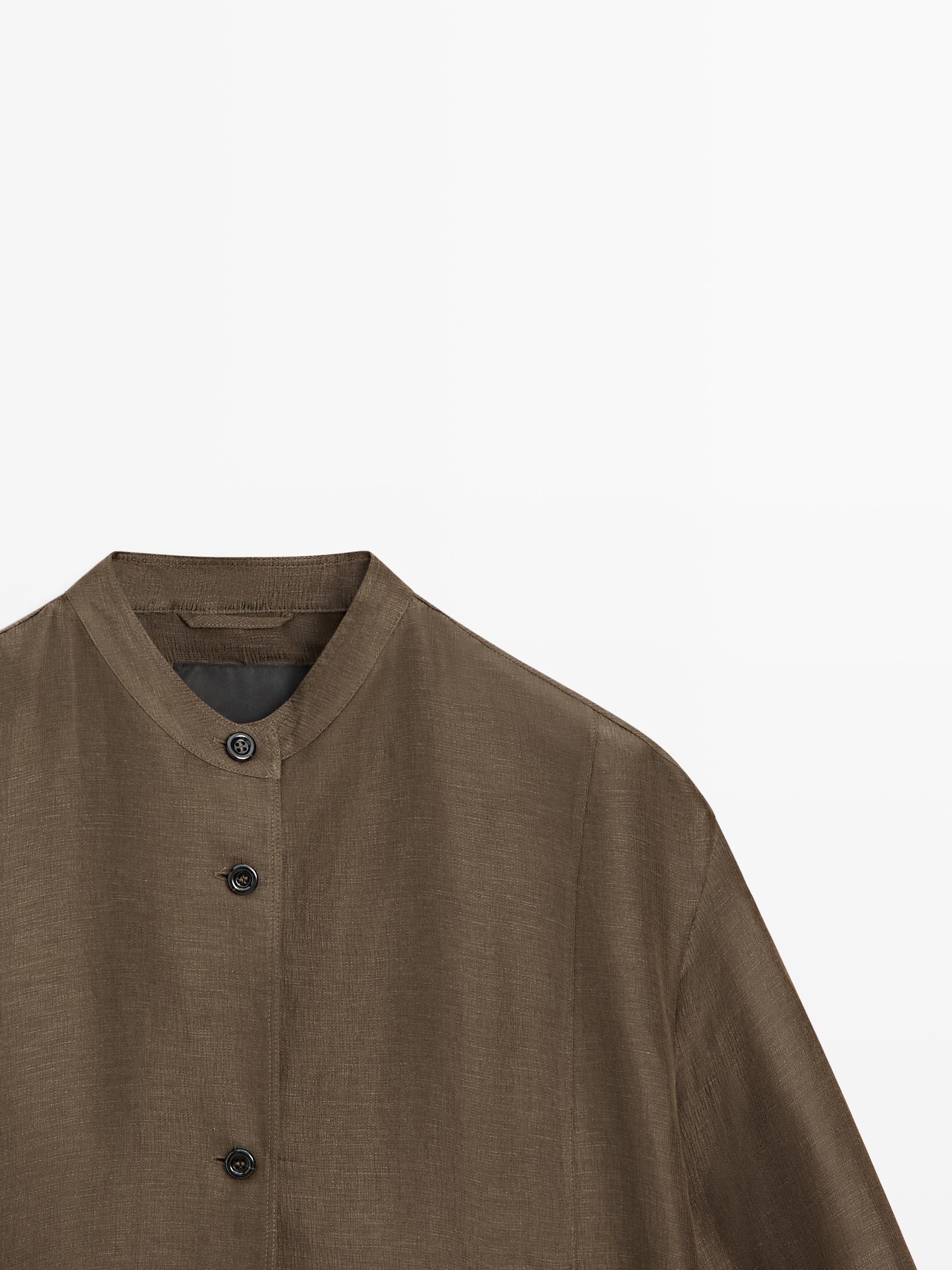 Veste bomber en lin et soie